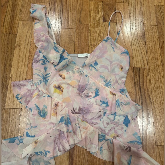 Women’s Zara Pastel Floral Ruffle Tank Top - Picture 2 of 7